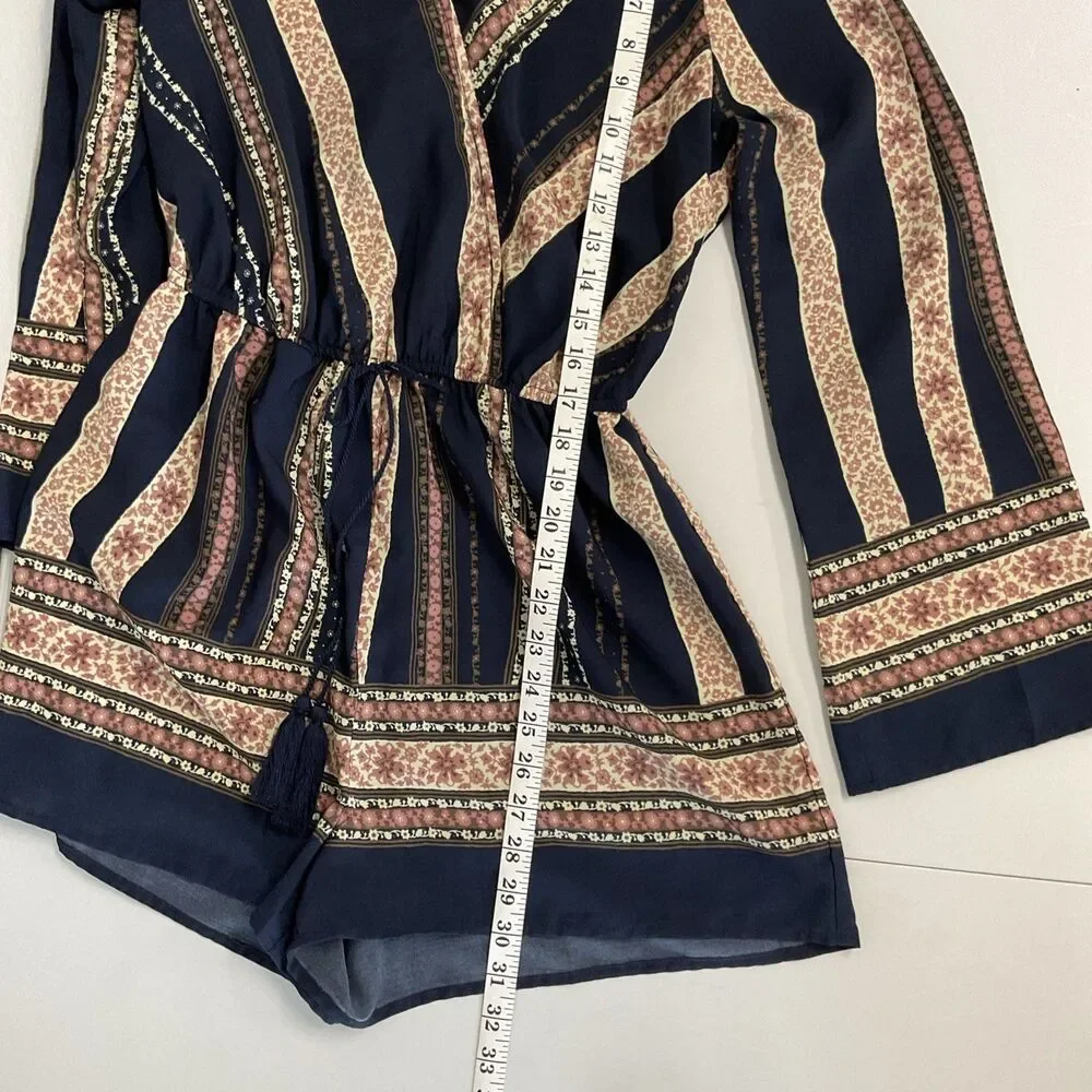 Charlotte Russe Women's Medium Navy Pink Multicolor Romper Shorts Whimsical Boho
